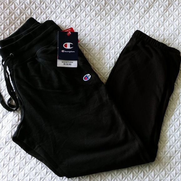 CHAMPION NWT JOGGER Casual Lounge Pants Sz Small Black w/ pockets & Cinching Tie - Picture 1 of 7